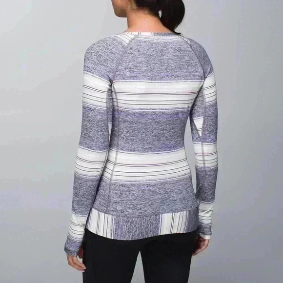 lululemon athletica Tops - Lululemon Race Your Pace Long Sleeve Osaka Stripe Heathered Black Grape size 2
